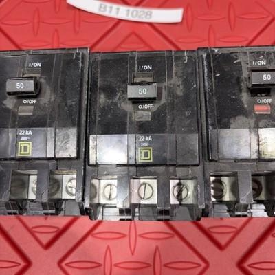 3 Lot – SQUARE D QOB350VH 3P 50A 240V 22K bolt on circuit DW-7959