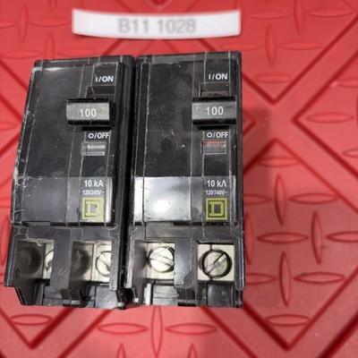 2 Lot – Square D QOB QOB2100 2 Pole 100 Amp 120/240 V Circuit Breaker AD-8753