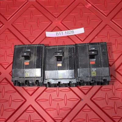3 Lot -SQUARE D QOB QOB330 3 POLE 10KA 30 AMP CIRCUIT BREAKER YELLOW BOLT ON B#