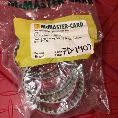 6 Lot – mcmaster carr 1679K441 Dust Free Timing Belt T5 Series T5-185-10