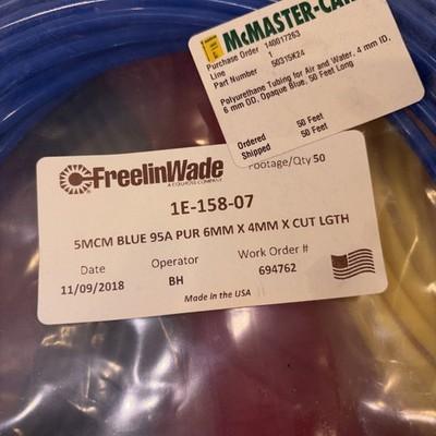 3 Lot – McMaster-Carr Part Number 50315K24 polyurethane tubing 6mm X 4mm