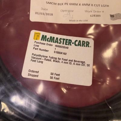 3 Lot – McMaster-Carr Part Number 50315K24 polyurethane tubing 6mm X 4mm
