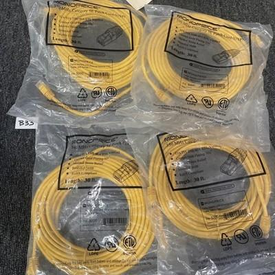 (4) MONOPRICE 5000 Patch Cord Cat5e 24awg UTP ETHERNET 30 Ft Length