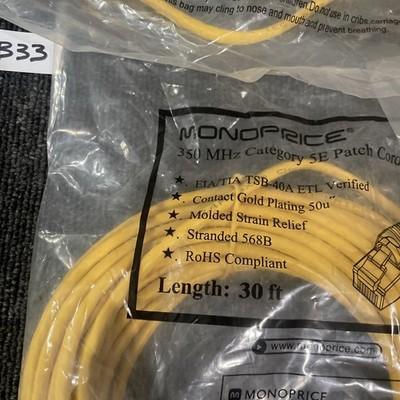 (4) MONOPRICE 5000 Patch Cord Cat5e 24awg UTP ETHERNET 30 Ft Length
