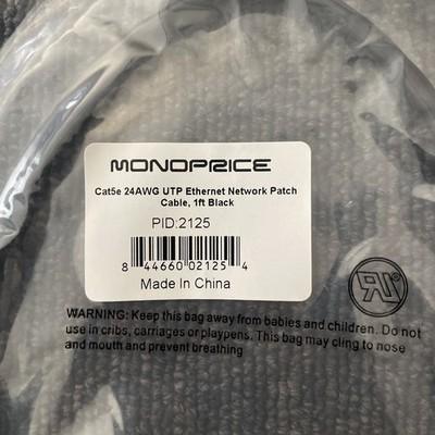 (22) Monoprice PID: 2125 Cat5E 24awg Utp Ethernet Network Patch Cable 1 Ft Black