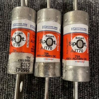 (3) Ferraz Shawmut AJT 70 70 Amp AJT70 Smart Spot Time Delay Fuse