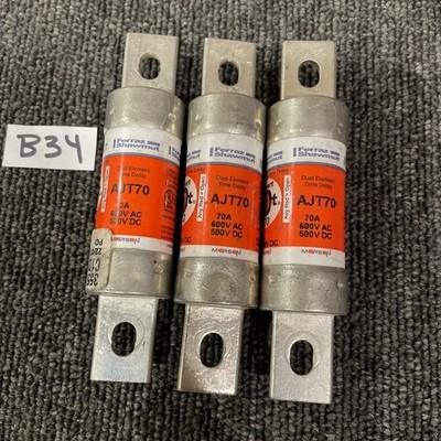 (3) Ferraz Shawmut AJT 70 70 Amp AJT70 Smart Spot Time Delay Fuse