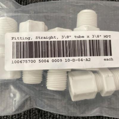 (6) Polypropylene Fitting Straight Connector 3/8″ OD Tube x 3/8″MPT