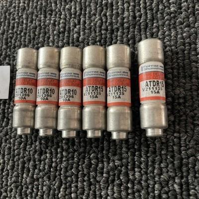 (6) FERRAZ SHAWMUT (3) ATDR15 + (3) ATDR10 TIME DELAY FUSE NOS