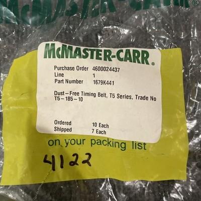 7 Lot – T5-185-10 mcmaster carr 1679K441 Dust Free Timing Belt T5 Series