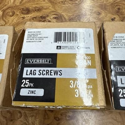 EVERBILT 3/8 inch x 3 inch Hex Zinc Plated Lag Bolts Screws (60-Pack) 506400