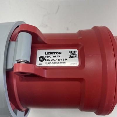 Leviton 560C7WLEV Industrial Grade, Watertight Connector, 60 Amp, 277/480