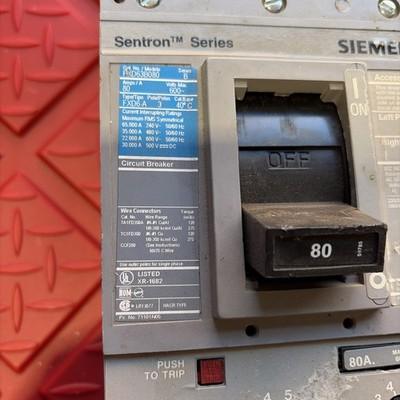 SIEMENS FXD63B080 3 Pole 80 Amp Circuit Breaker