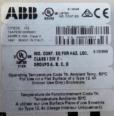 ABB CP635 H3 Color touch panel HMI ISAP535100R0001 Windows Ce Core W/ Serial