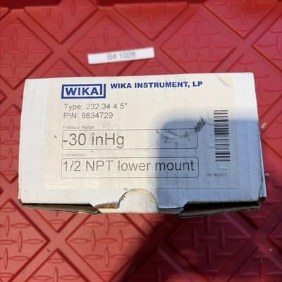 WIKA 9834729 232.34 4.5” -30 inHg 1/2 NPT Lower Mount NOS