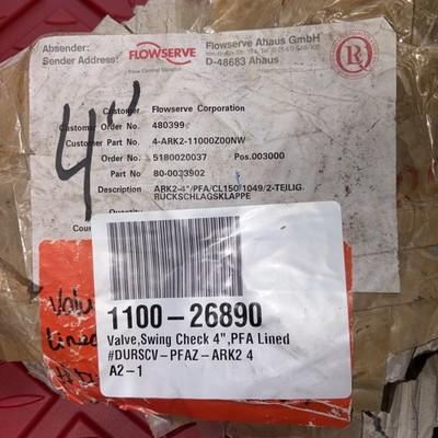 FlowServe Swing Check Valve ARK2 4” ARK 0033902 PFA Lined