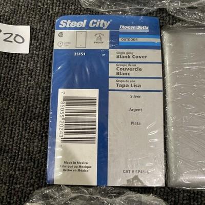 (5) Steel City SP41-G Blank Cover Metal 25151 Outdoor Wet Locations