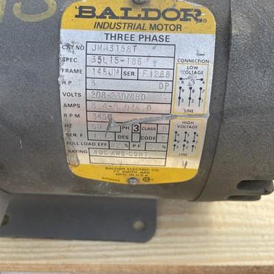 Baldor Industrial Motor JMM3158t 35L15-186 Ser F1288 3 Hp