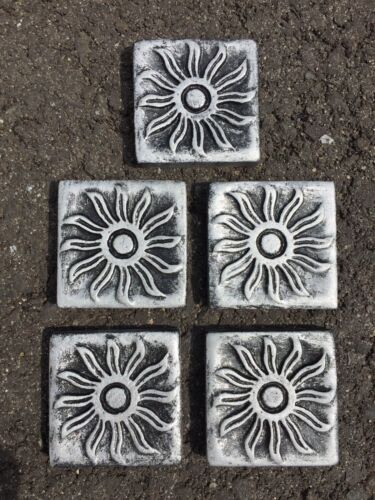 Tile 2×2 Silver Antique Metal Sunrise Accent Insert Deco 5/pack FREE SHIPPING