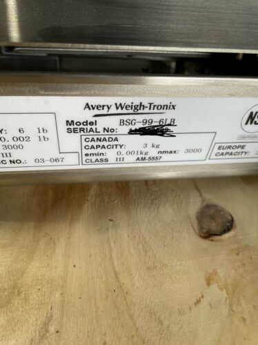 Avery Weigh Tronix BSG-99-6LB Scale platform *No Balancing Legs*