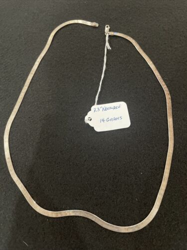 23” Silver Herringbone Necklace 14 Grams