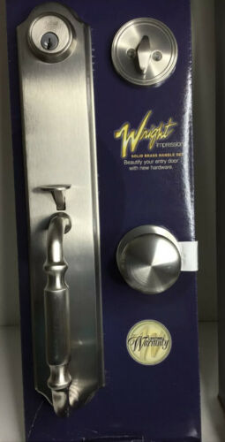 Wright Impressions Front Door Entry Solid Brass Handle Set Deadbolt &  Key Satin