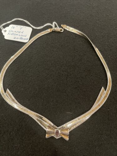 925 sterling silver Herringbone necklace women With Bow Italy 925