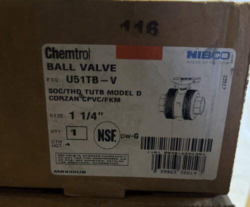Chemtrol U51tb-V 11/4 1-1/4″ Socket X Fnpt Cpvc Ball Valve Inline True Union