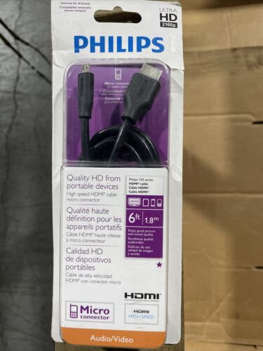 Philips Ultra HD 4k 2160p  Mini (C) Connector HDMI 6ft 1.8m Audio / Video NEW!