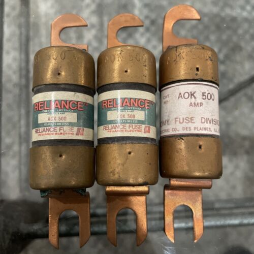 RELIANCE, FUSE, AOK 500, 500 AMP, 125 VAC/DC, *LOT OF 3*