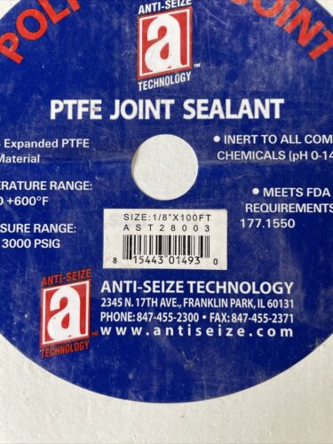 Poly-Temp Joint PTFE Joint Sealant 1/8 X 100 Ft AST 28003 ***FREE SHIPPING***