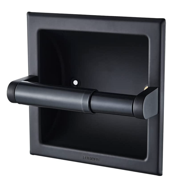 2 – FORIOUS Matte Black Toilet Paper Holder Wall Mount Recessed