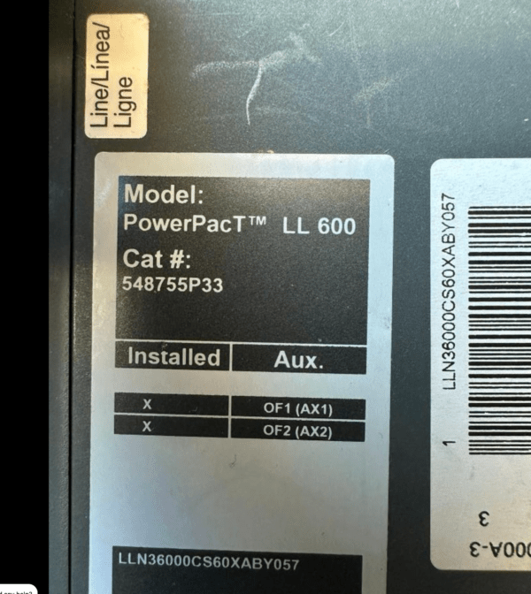 SCHNEIDER ELECTRIC 548755P33 / 548755P33 (BRAND NEW) PowerPacT LL600