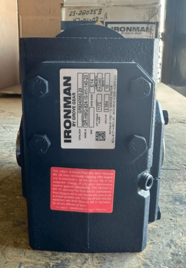 Grove Gear Ironman Reducer, Model GR-HMQ-824-10-H1-140-23, 10/1 Ratio