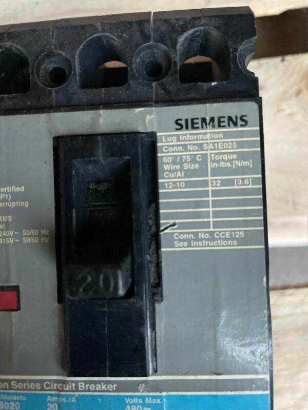 ITE Siemens ED43B020 20 Amp 3 Pole 480V ED4 Bolt On Circuit Breaker
