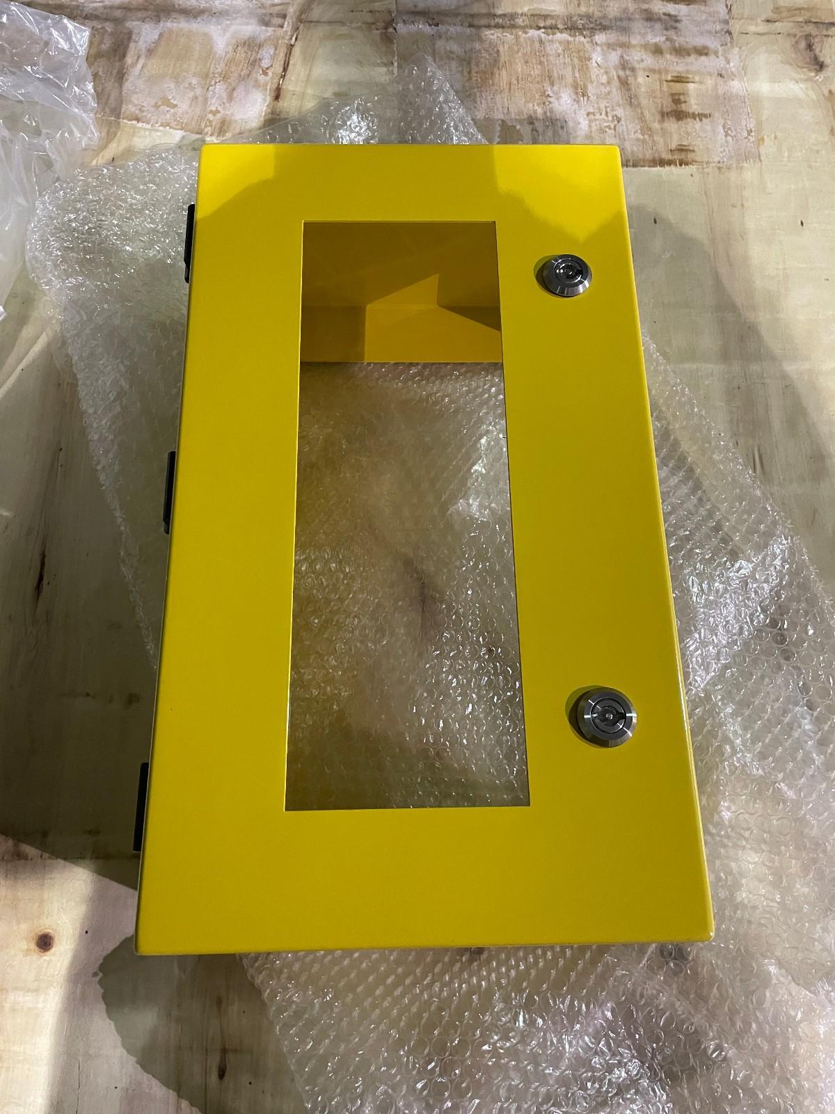 Yellow I/O Enclosure With Viewing Window, 17″ x 10″ x 6″ – 2 LOCK OUT box