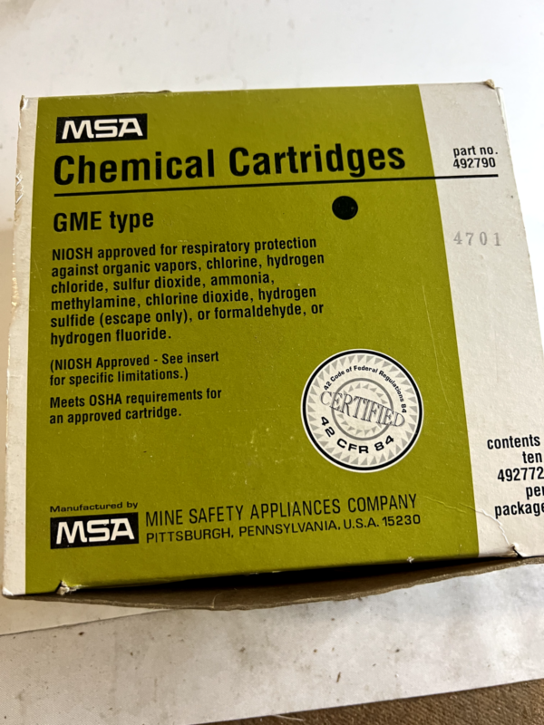 Box Of 10 MSA Multi Gas Chemical Cartridges 492790  Comfo Respirator GME