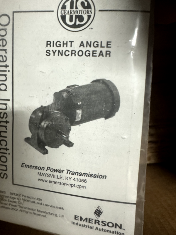 Browning Syncrogear reducer X05-E435-N Right Angle HP 1.3 Type 6wp Ratio 3:1