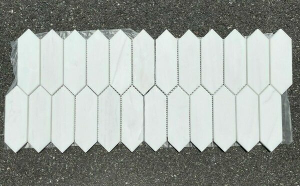 Bianco Dolomite Pickett 2″x6″ Marble Tile Mosaic Honed