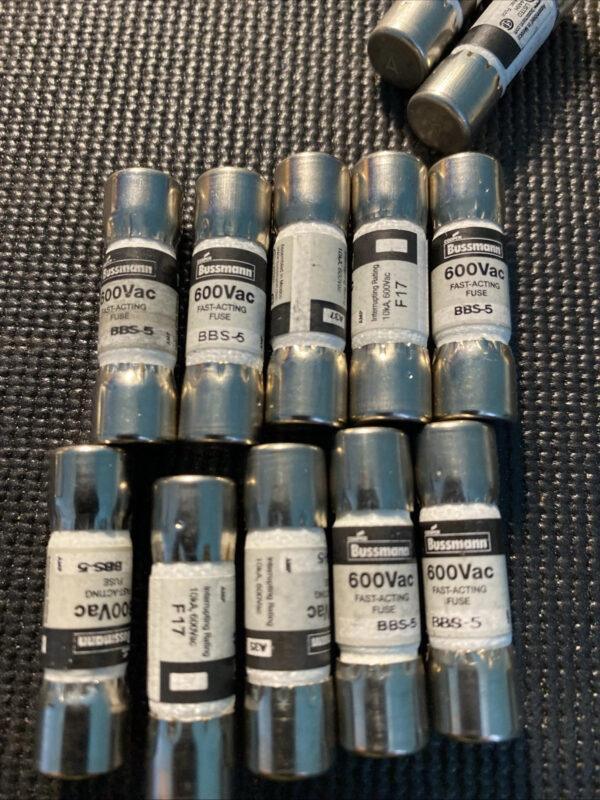 Lot of 10 Bussmann BBS-5 Fast Acting Fuses BBS5