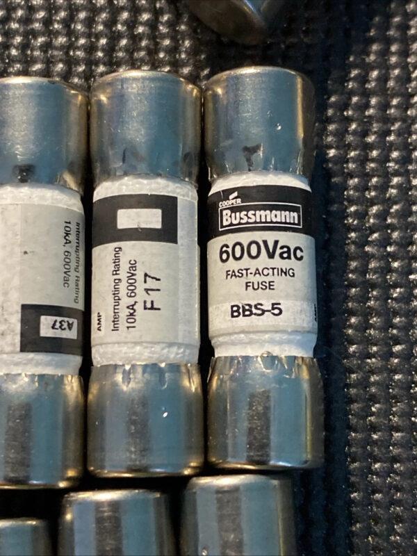 Lot of 10 Bussmann BBS-5 Fast Acting Fuses BBS5
