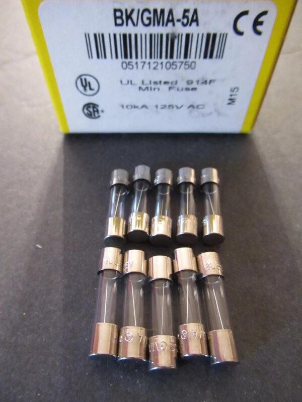Ten (10) Buss GMA-5A GMA 5A BUSSMANN FUSES 5A 125V 5 x 20mm FAST BLOW NEW NOS