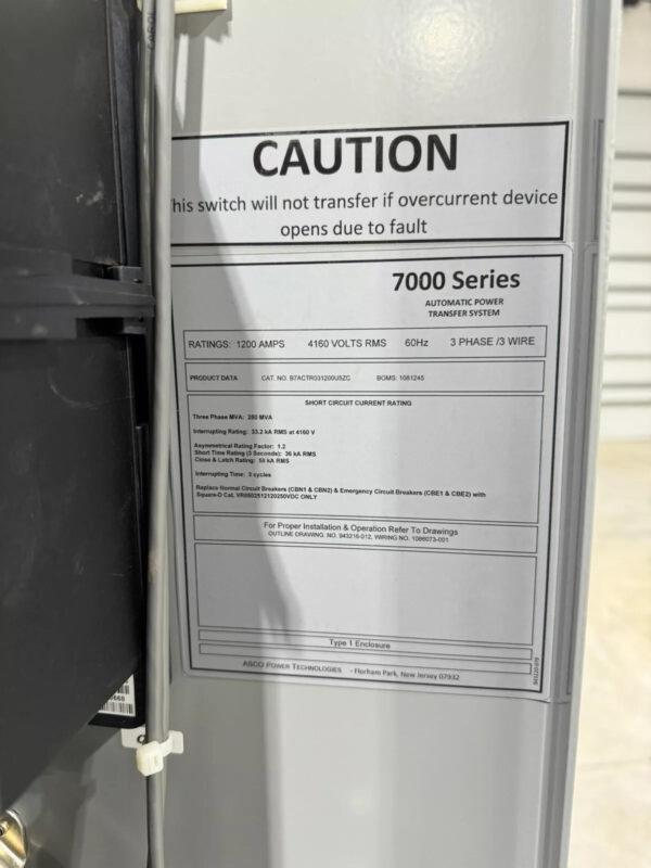 ASCO 5kv 1200A Transfer Switch B7ACTR31200U5ZC
