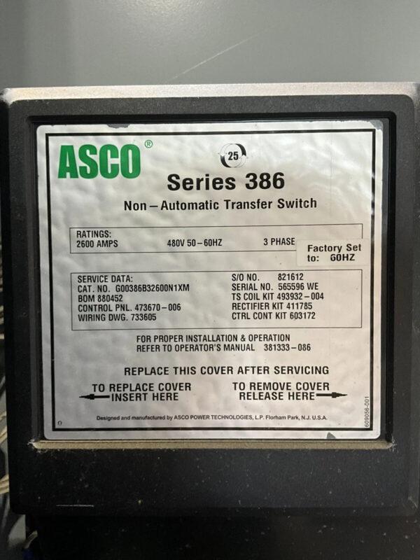 ASCO 2600 Amp 480V Non- Automatic Transfer Switch 50-60HZ 3P G00386B32600N 🟦