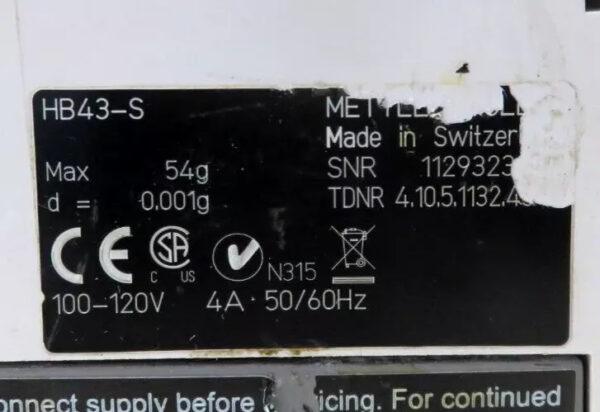 METTLER TOLEDO Halogen Moisture Analyzer HB43-S, FOR PARTS/ REPAIR