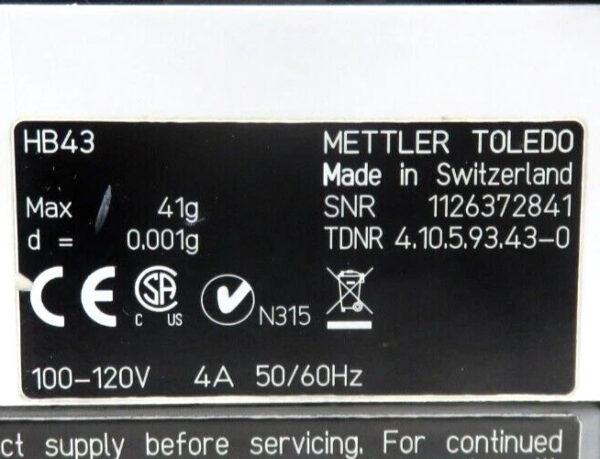 METTLER TOLEDO HB43 Halogen Moisture Analyzer, FOR PARTS/ REPAIR
