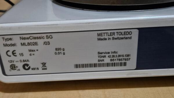 Mettler Toledo ML802E NewClassic MF Precision Balance for PARTS