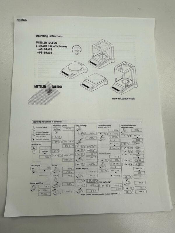 Mettler Toledo AB304-S/FACT Analytical Balance – Parts