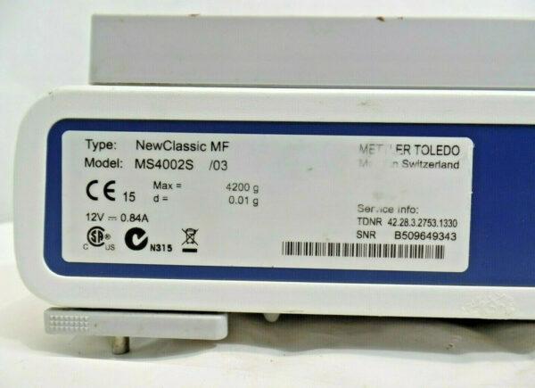Mettler Toledo New Classic MF MS4002S /03 Laboratory Scale, For Parts/Repair