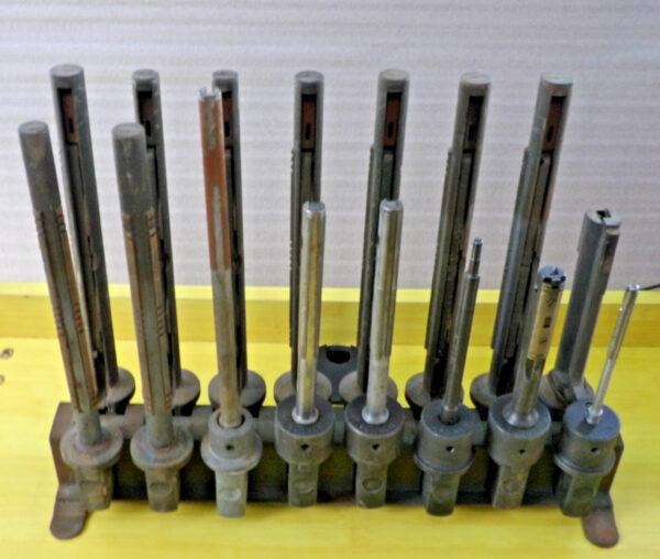Lot of (16) Sunnen Hone Honing Mandrels on Rack